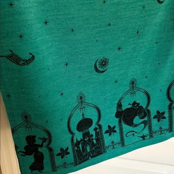 Disney Teal Open Front Aladdin/Jasmin/ Genie Cardigan Waterfall Style - Picture 5 of 7